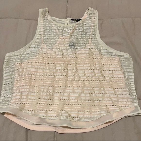 American Eagle layered peach bling sheer beaded Tank Top sz M NWT - Picture 1 of 11